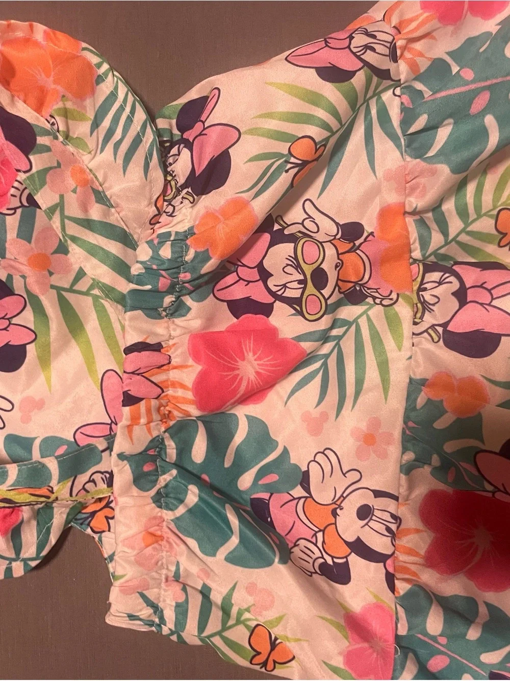Disney Girls Floral Minnie Tropical Matching Set Pink Green Orange